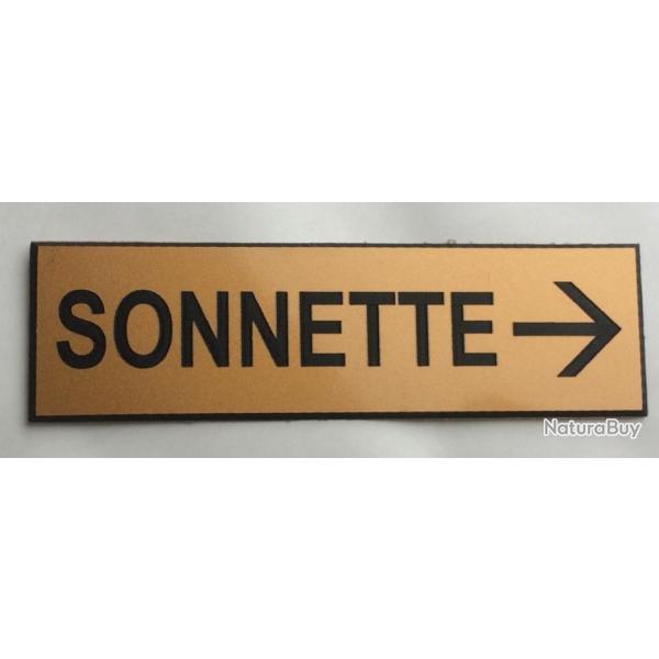 plaque grave panneau "SONNETTE + FLECHE  DROITE dore Format 70x200 mm