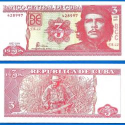 Cuba 3 Pesos 2004 Che Guevara Billet Abime