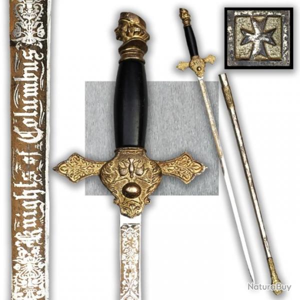 TRES RARE EPEE DES LOGES MAONNIQUES, '' LES CHEVALIERS DE CHRISTOPHER COLOMB '', XIX-XX, ORIGINAL