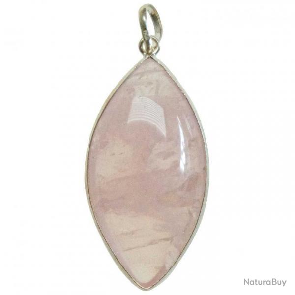 Pendentif ovale en quartz rose