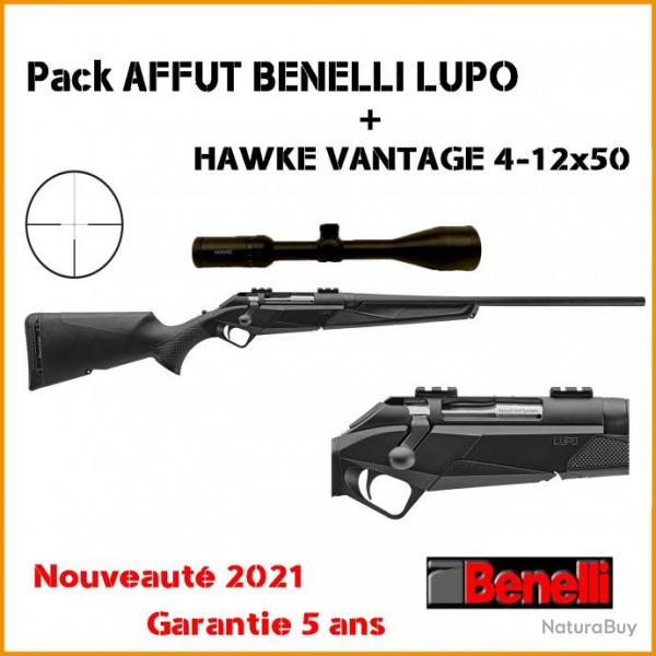 Pack AFFUT carabine  verrou BENELLI LUPO + HAWKE VANTAGE 4-12x50 Montage haut