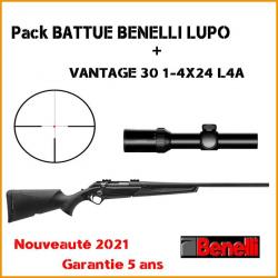 Pack BATTUE carabine à verrou BENELLI LUPO + HAWKE VANTAGE 30 1-4X24 L4A Montage bas