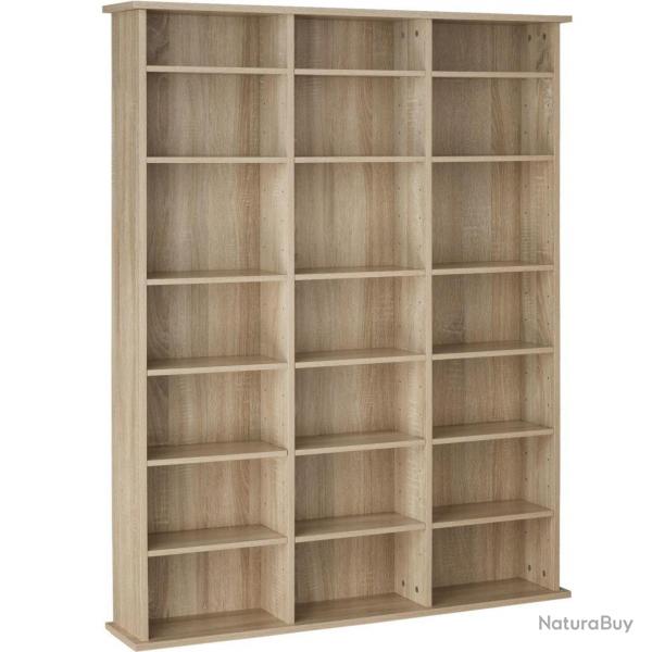 Armoire tagre bibliothque rangement CD / DVD meuble de rangement 136,5 cm marron 08_0000232