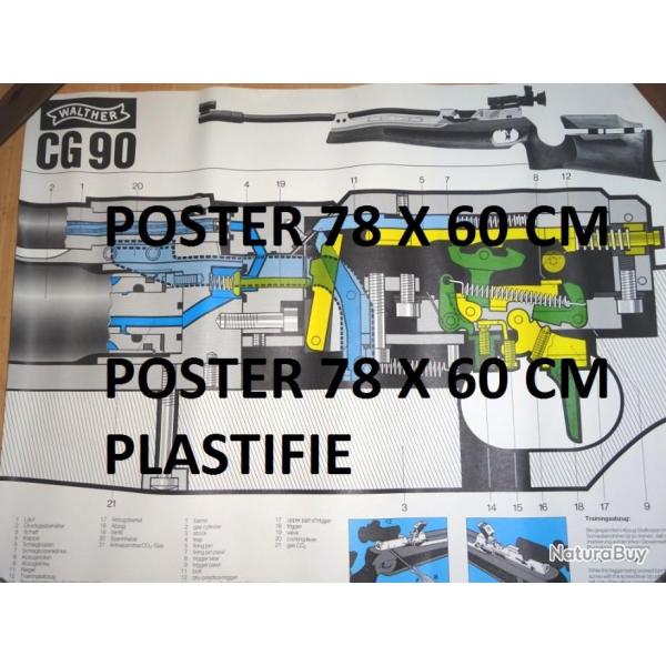 poster plastifi 78 x 60 cm pistolet WALTHER CG90 CG 90 - VENDU PAR JEPERCUTE (a4365)