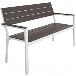 Banc de jardin pour 2 personnes utilisation en extérieur aluminium 129 cm gris blanc 08_0000249