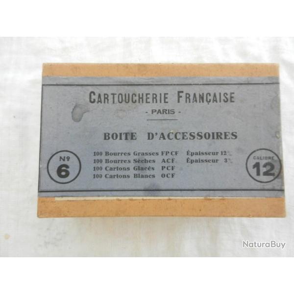 bote VIDE d'accessoires pour cartouches de chasse-bourres-calibre 12 (Cartoucherie Franaise Paris)
