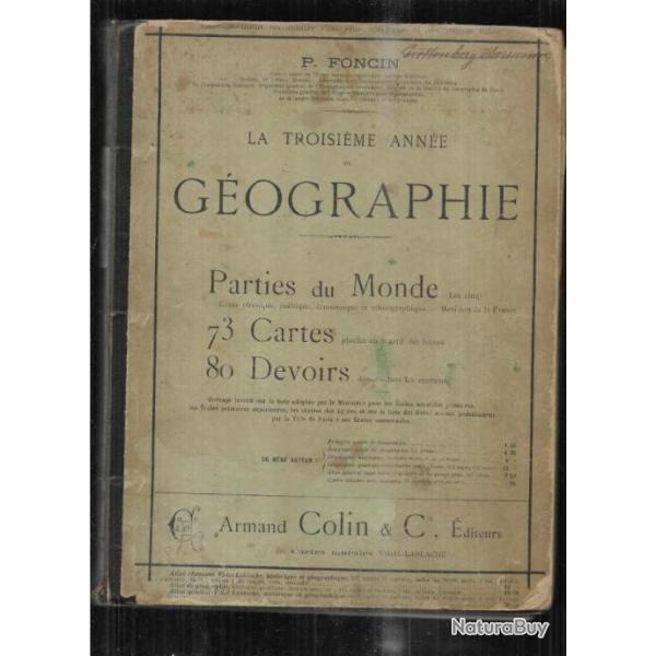 la troisime anne de gographie les cinq parties du monde 1896 , cachet villiers le bel institution