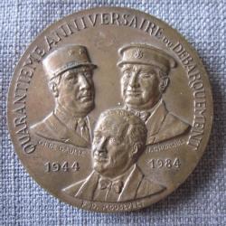 Médaille commémorative 1944 1984 du débarquement de Normandie graveur R Tschudin