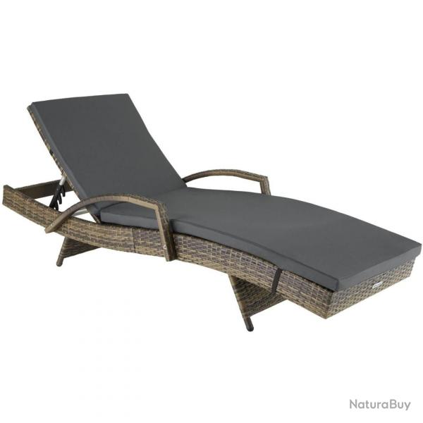 Bain de soleil transat meuble jardin 5 positions marron 08_0000227