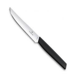 6 Couteaux à steak "Swiss Modern" 12 cm, Couleur noir, Lame pleine [Victorinox]