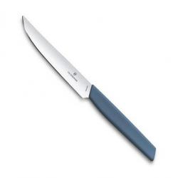 6 Couteaux à steak "Swiss Modern" 12 cm, Couleur bleuet, Lame pleine [Victorinox]