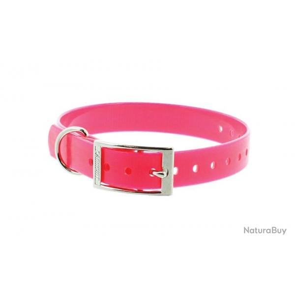 Collier polyurthane largeur 19 mm rose + gravure