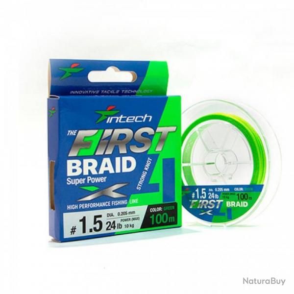 Tresse Intech First Braid X4 Green 150M 0.205mm / 24lbs