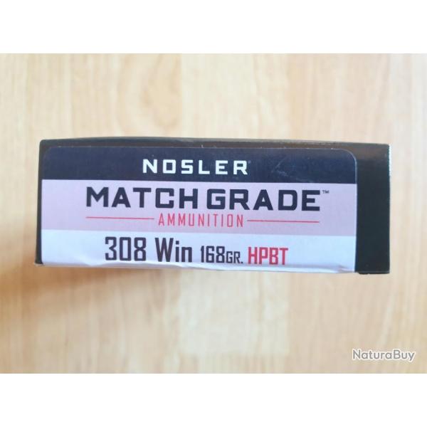 .308 balles NOSLER match 168gr hpbt - boite 20