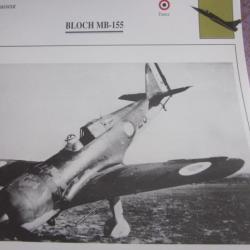 FICHE  AVIATION  TYPE CHASSEUR  /  BLOCH MB  155  / FRANCE
