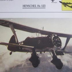 FICHE  AVIATION  TYPE BOMBARDIER EN PIQUE    /  HENSCHEL  Hs  123   /   ALLEMAGNE