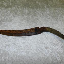 Ancien couteau Africain dague manche corne fourreau peau de serpent Afrique