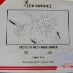 NOMENCLATURES / ECLATES & TARIFS DES PECES DE RECHANGE ARMES " BROWNING " 1989 - DOCUMENT D' ATELIER