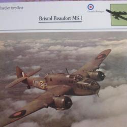 FICHE  AVIATION  TYPE BOMBARDIER  TORPILLEUR     /   BRISTOL BEAUFORT  MK 1