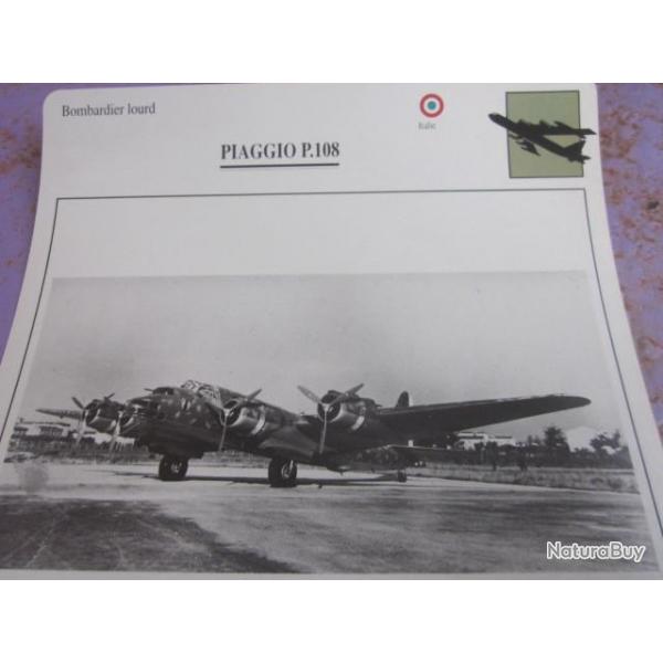 FICHE  AVIATION  TYPE BOMBARDIER  LOURD     /   PIAGGIO  P 108   ITALIE