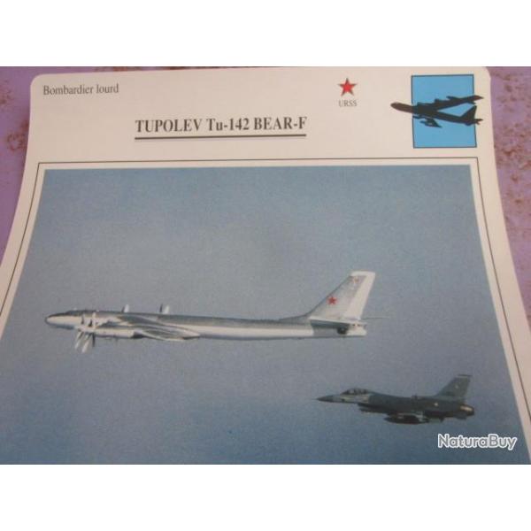 FICHE  AVIATION  TYPE BOMBARDIER  LOURD     /   TUPOLEV TU - 142 BEAR -F  URSS