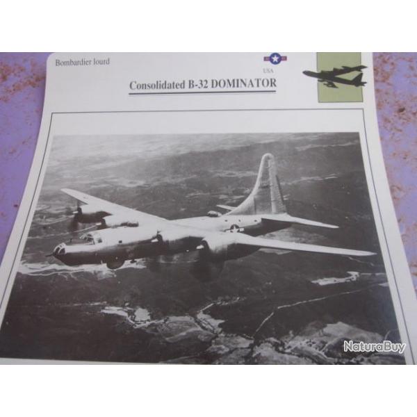 FICHE  AVIATION  TYPE BOMBARDIER  LOURD     /   CONSOLIDATED  B 32 DOMINATOR   USA