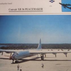 FICHE  AVIATION  TYPE BOMBARDIER  LOURD     /   CONVAIR XB 36  PEACEMAKER   USA