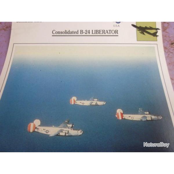 FICHE  AVIATION  TYPE BOMBARDIER  LOURD     /   CONSOLIDATED  B 24  LIBERATOR   USA