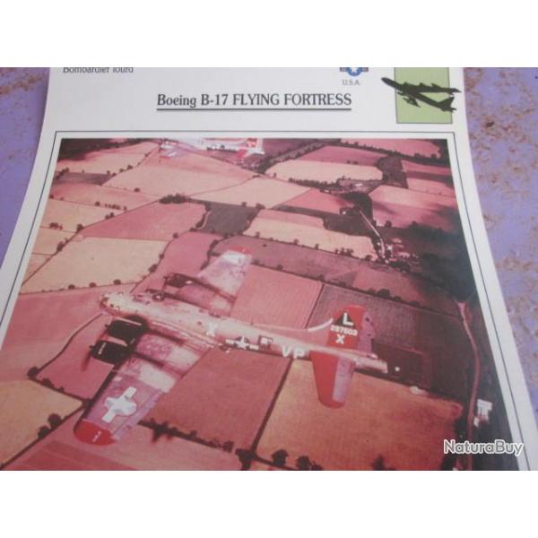 FICHE  AVIATION  TYPE BOMBARDIER  LOURD     /   BOEING    B 17   FLYING  FORTRESS     USA