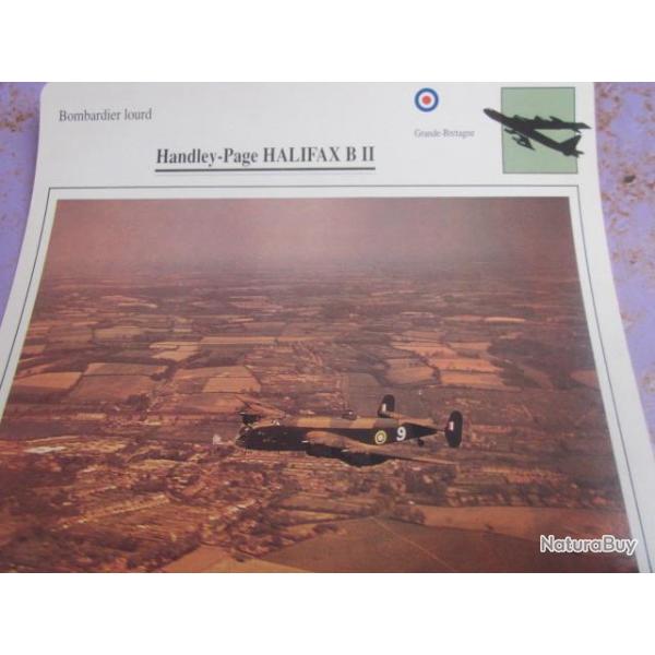 FICHE  AVIATION  TYPE BOMBARDIER  LOURD     /   HANDLEY PAGE HALIFAX B II   G BRETAGNE