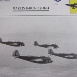 FICHE  AVIATION  TYPE BOMBARDIER  MOYEN  /   MARTIN B 10  B 12  B 14   USA