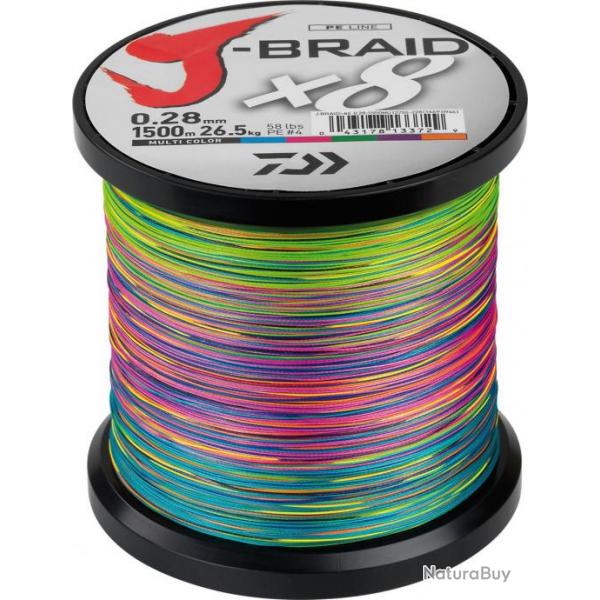 J-Braid X 8 1500 M Multicolore Daiwa  0.28 mm / PE 4.0 / 26.5 Kg / 58.0 Lbs