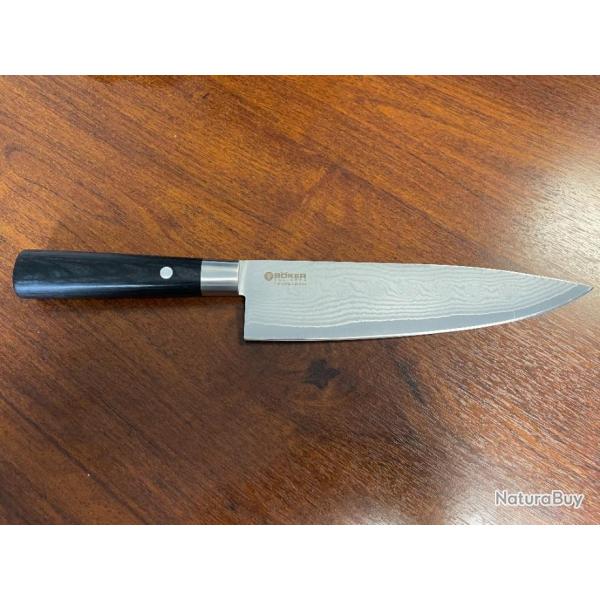 Couteau de cuisine BKER Damast Black  GR. KOCHMESSER - 130421DAM - Lame 212mm - Manche grenadille