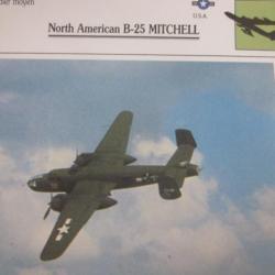 FICHE  AVIATION  TYPE BOMBARDIER  MOYEN  /   NORTH AMERICAN  B 25 MITCHYELL  USA