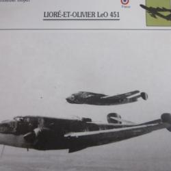 FICHE  AVIATION  TYPE BOMBARDIER  MOYEN  /   LIORE  & OLIVIER LeO  451  FRANCE