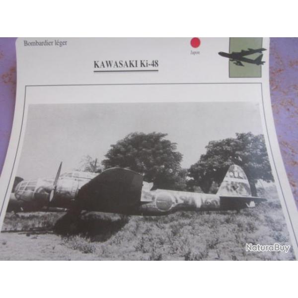 FICHE  AVIATION  TYPE BOMBARDIER  LEGER   /   KAWASAKI  KI  48   JAPAN
