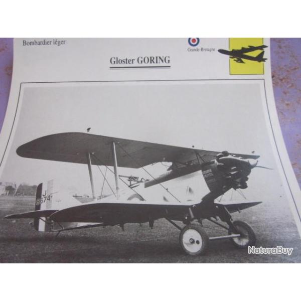 FICHE  AVIATION  TYPE BOMBARDIER  LEGER   /   GLOSTER  GORING  G BRETAGNE