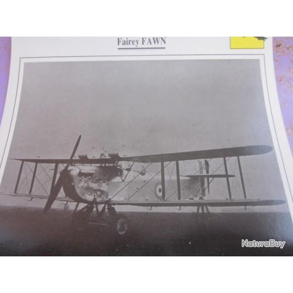 FICHE  AVIATION  TYPE BOMBARDIER  LEGER   /   FAIREY  FAWN  G BRETAGNE
