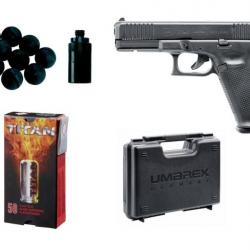 Glock 17 Gen 5 à Blanc 9mm PAK + Mallette Umarex + Adaptateur M8 Gomm Cogn + 50 Balles Titan
