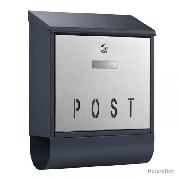 Boite aux lettres design porte-journaux bote postale design murale 30  39  11 cm gris 16_0000112