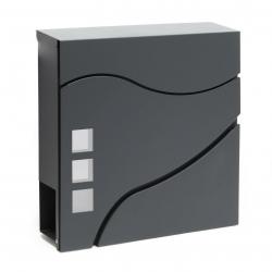 Boite aux lettres design porte journal revêtement poudre fixation murale gris 16_0000101