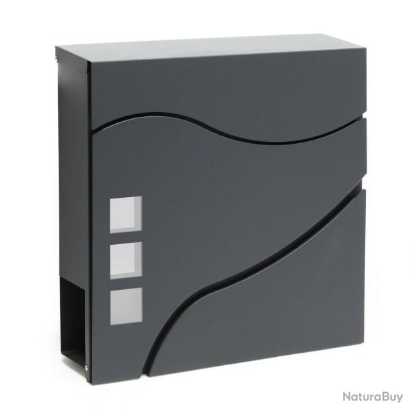 Boite aux lettres design porte journal revtement poudre fixation murale gris 16_0000101