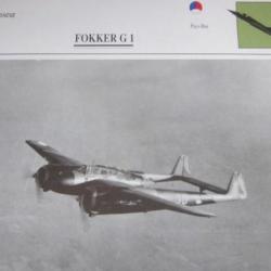 FICHE  AVIATION  TYPE  CHASSEUR   /   FOKKER  G 1   PAYS BAS