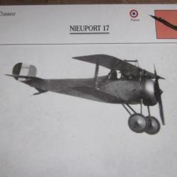 FICHE  AVIATION  TYPE  CHASSEUR   /   NIEUPORT  17  FRANCE