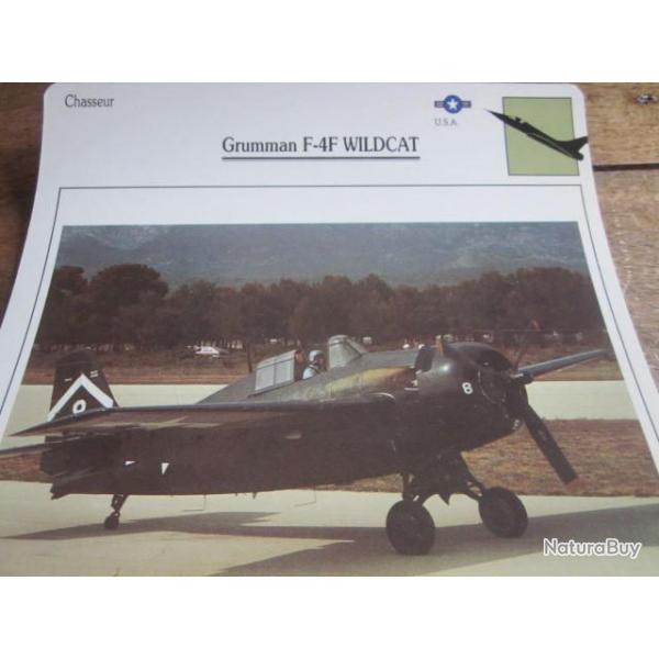 FICHE  AVIATION  TYPE  CHASSEUR   /   GRUMMAN  F 4F  WILDCAT  USA