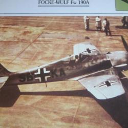 FICHE  AVIATION  TYPE  CHASSEUR   /   FOCKE  WULF  FW  190A  ALLEMAGNE