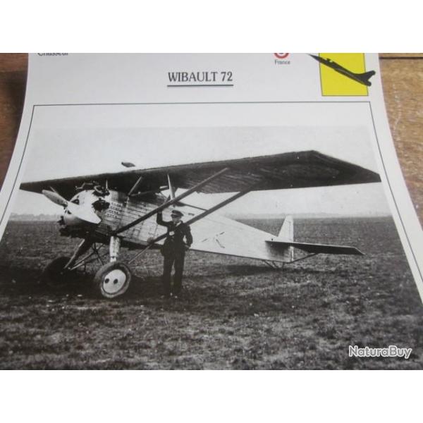 FICHE  AVIATION  TYPE  CHASSEUR   /   WIBAULT  72   FRANCE