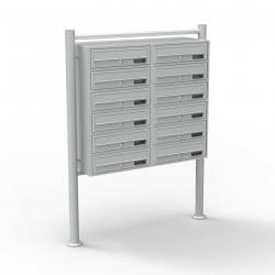 Bloc 12 boites aux lettres sur pieds entrées courrier argenté 16_0000144