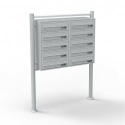 Bloc 10 boites aux lettres sur pieds entrées argenté courrier 16_0000141