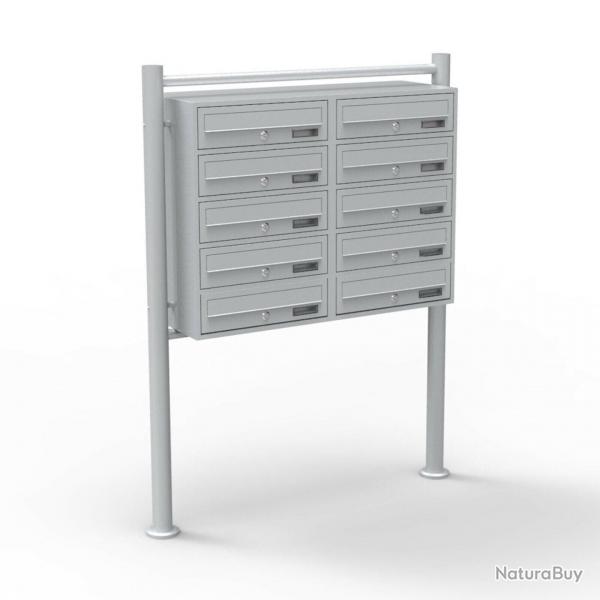 Bloc 10 boites aux lettres sur pieds entres argent courrier 16_0000141
